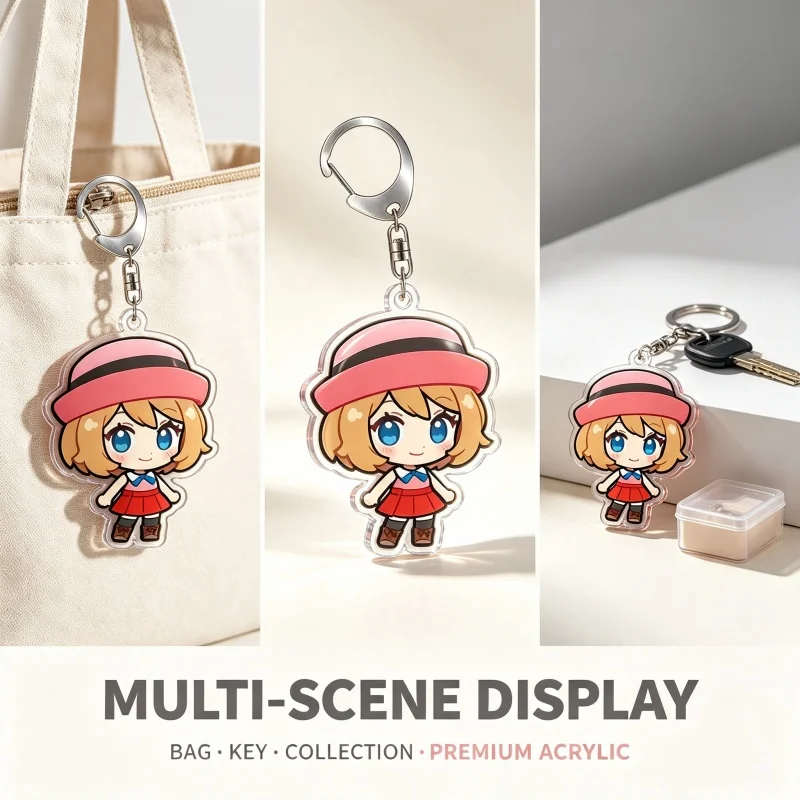 Keychain for Pokemon Skitty Espeon Rosa LillieAcrylic Homemade Cartoon Anime Backpack Pendant Decoration Collection Fans Gift5cm view 5