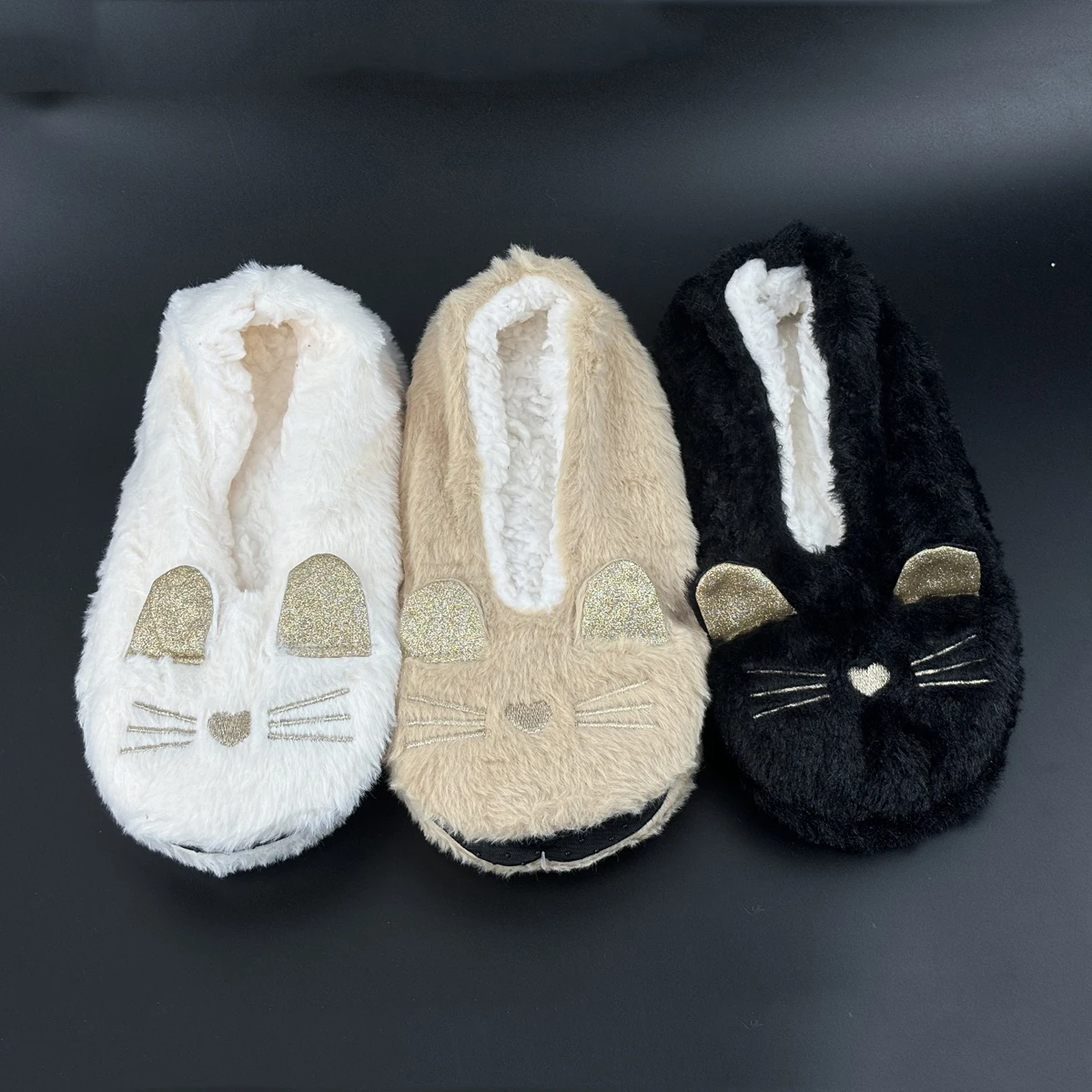 Home Winter Warm Slipper Women Kawai Cat Thick Fur Plush Anti Skid Grip Cute Funny Indoor House Fluffy Female Floor Shoes Ladies