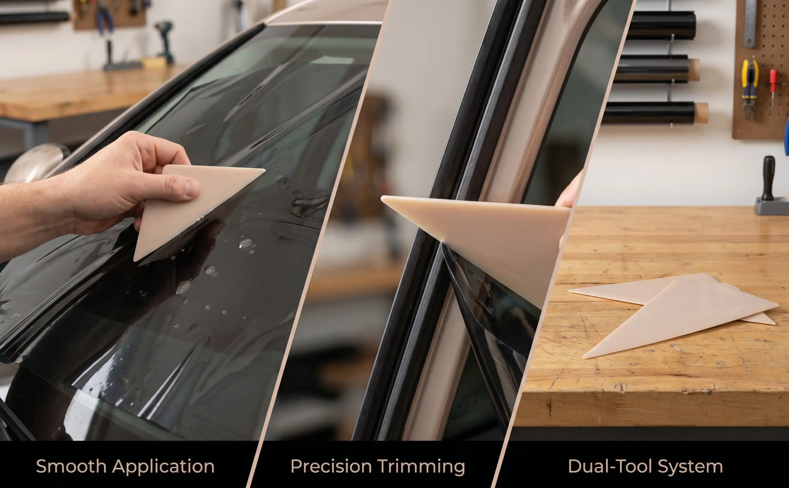 2Pcs Car Film Tool Kit Triangular Tip Scraper Squeegee for Window Tinting Vinyl Wrap Installation Automotive Paint Scrapers
