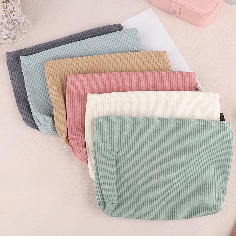 1pc Corduroy Reizen Cosmetische Tas Draagbare Make-up Opbergtas Portemonnees Vrouwen Grote Capaciteit Rits Make Up Organizer Opslag Clutch