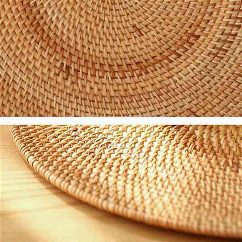 JFB 10X Handwoven Rattan Placemats,Round Wicker Table Mats, Natural Woven Placemats For Dinner Table,Heat Resistant Mats