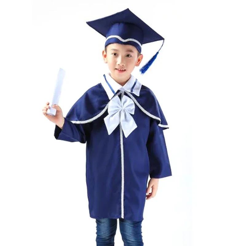 Children Students Performance Costumes Academic Bachelor Gown Kindergarten Kids Dr Clothes Graduated Bachelor Suits Dr cap