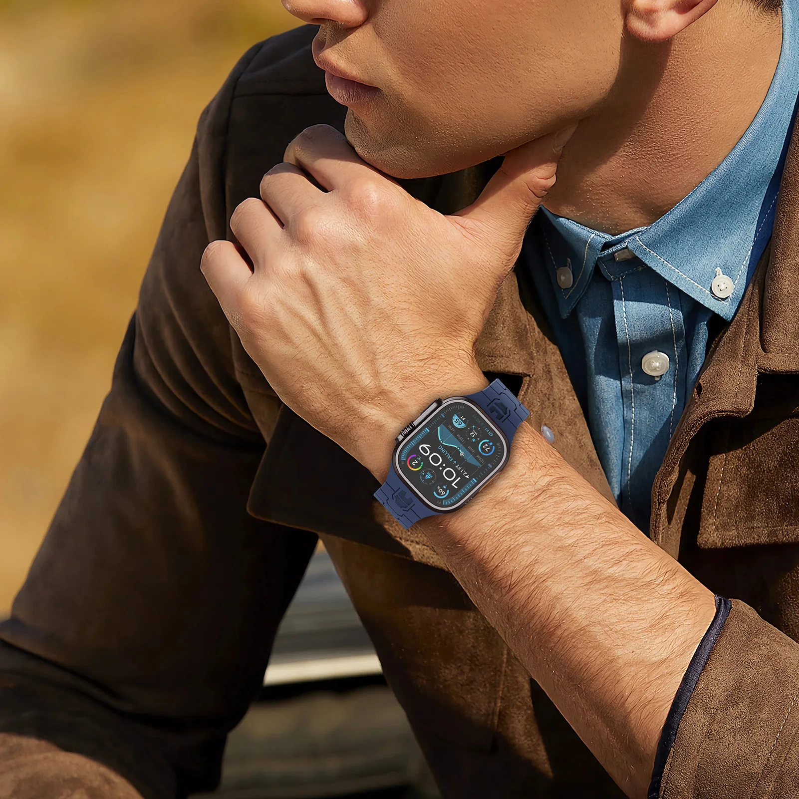 أشرطة سيليكون لساعة أبل الترا 2 الفرقة 49 مللي متر 46 مللي متر 45 مللي متر 44 مللي متر 42 41 40 مللي متر سوار رياضي كوريا iWatch سلسلة 10 9 8 7 للرجل