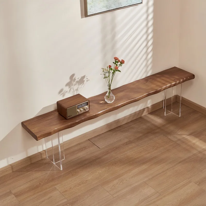 Walnut bench, simple acrylic dining chair, bedside stool, household shoe changingstool, rain woodbench, solid woodchair