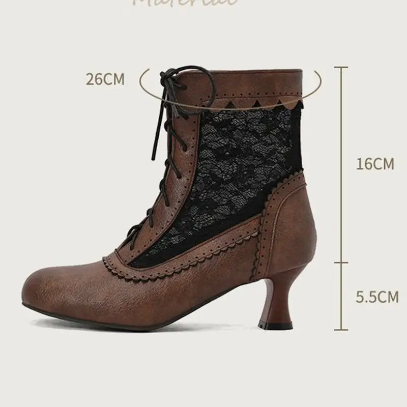 

Girseaby 2025 New Design Women Boots Round Toe Strange Heels 6cm Lace Up Mixed Color Plus Size 48 49 50 Breathable Summer Bota