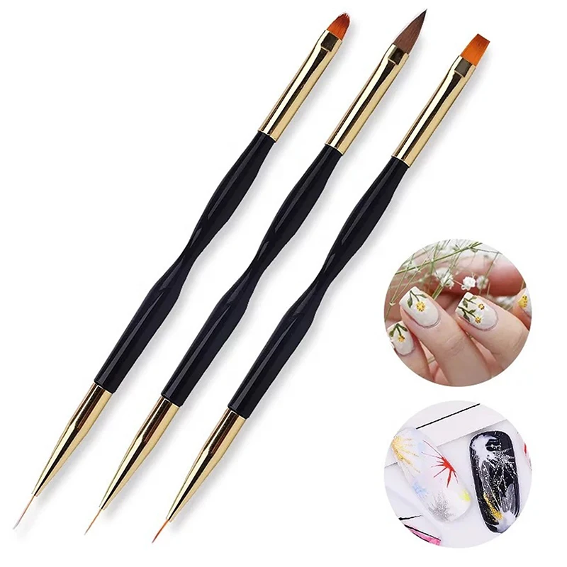 1/3PCS Ultra-Thin Line Drawing Pen French Stripe Nail Art Liner Brush Set Tips Dual End Uv Gel Painting Brushes Manicure Tools