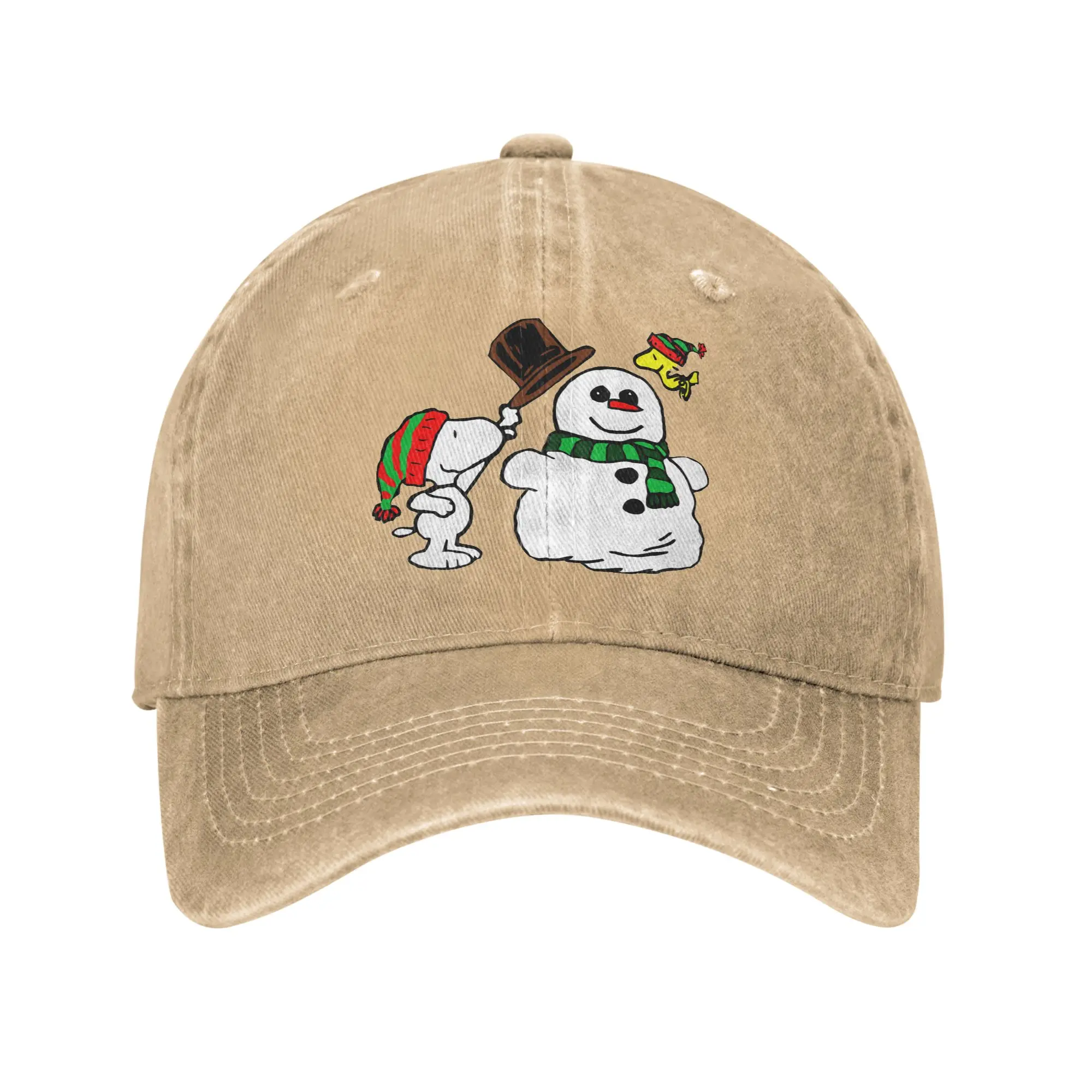 

Peanuts Snoopy Woodstock Snowman Men Women Baseball Caps Distressed Cotton Hats Cap Vintage Outdoor Activities Gift Sun Cap