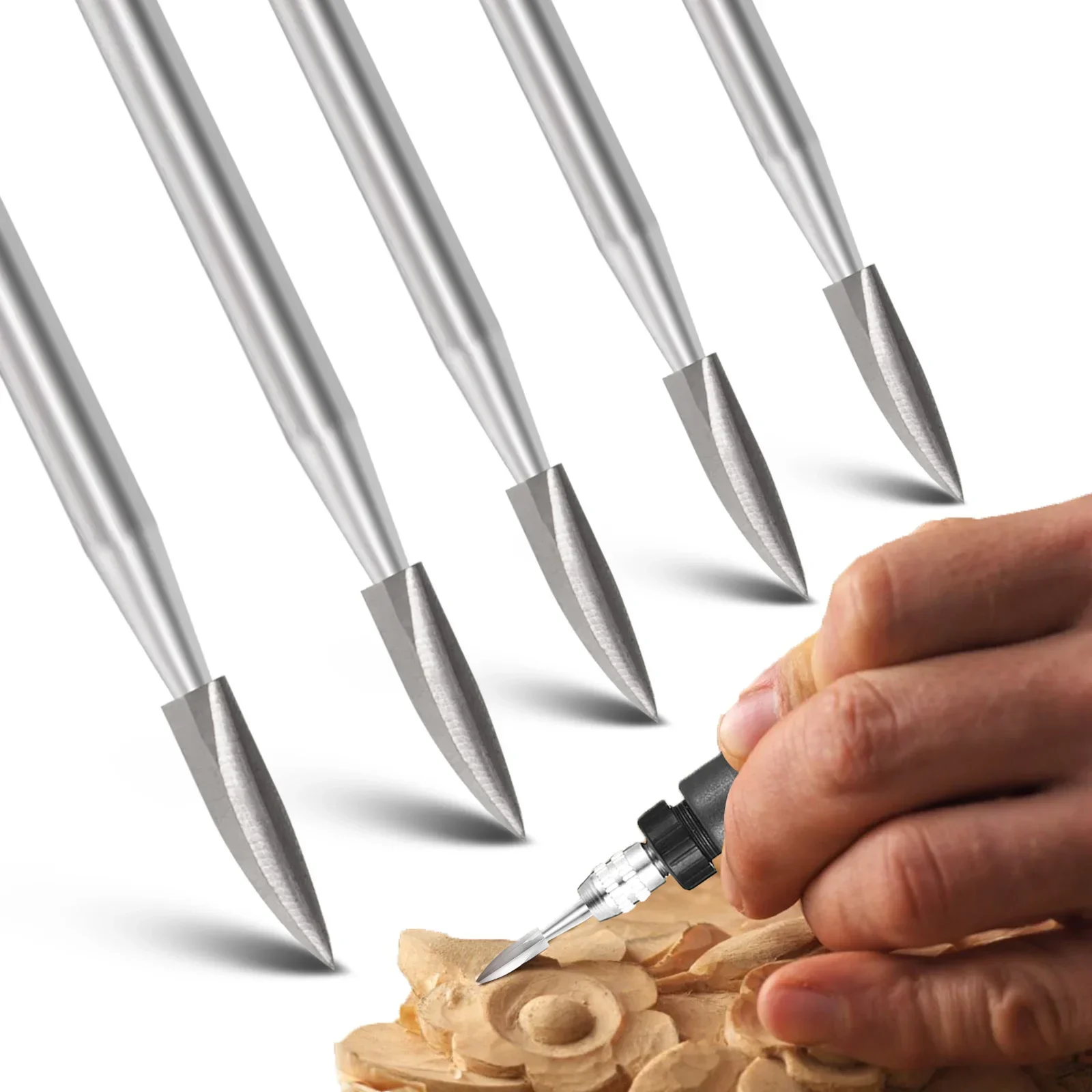 5개 세트 로터리 툴 목공 조각 비트 세트 - DIY 및 전문 목공용 조각 및 연마 액세서리