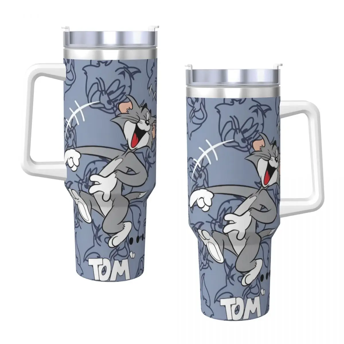 Cartoon Tom And Jerry Printed Tumbler Cold Drink Water Bottle Keep Heat Stainless Steel Coffee Mug Custom Beach Car Mugs