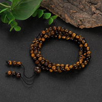 108 Natural Tiger Eye Beads Prayer Necklace Unisex Green Malachite Onyx Stone Long Necklace Buddhist Meditation Mala Jewelry