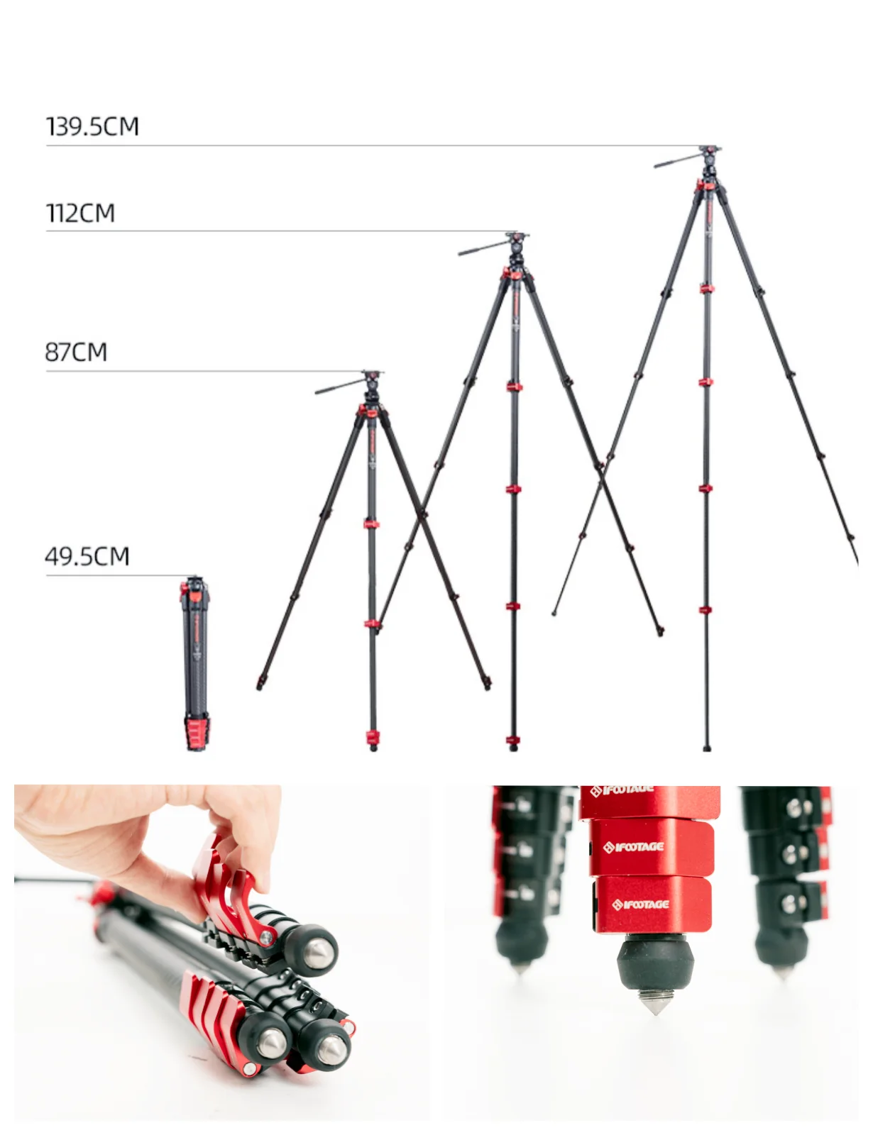 IFOOTAGE Tripod Gazelle TA3B with K3 Fluid Head, Professional Portable Travel Tripod Kit for Canon Nikon Sony  Cameras