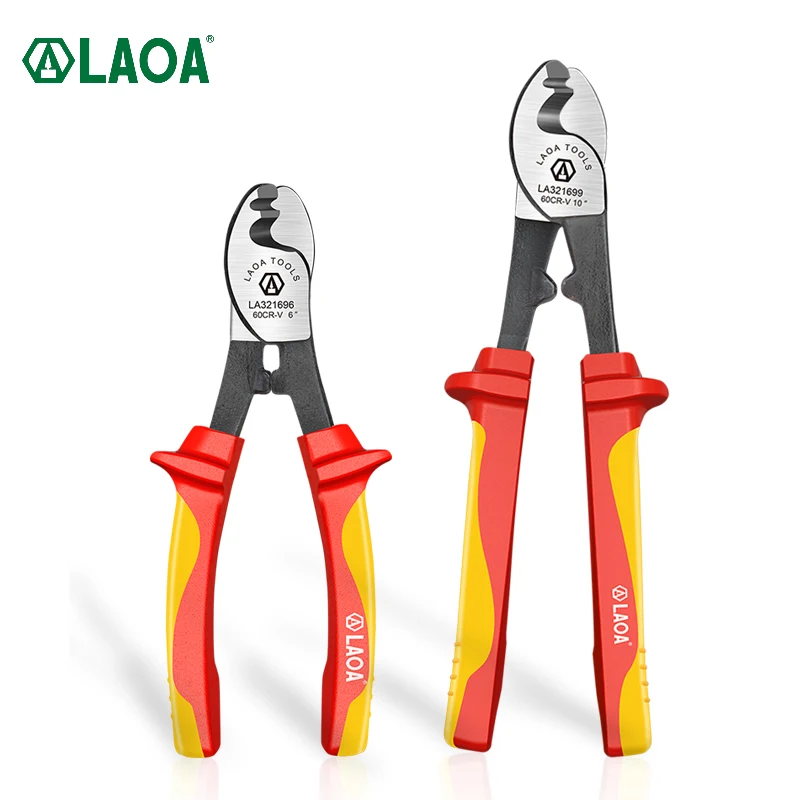 LAOA 1000V Insulated Cable Cutter Protection Against Electric Shock Wire Stripper Tool Cable Scissors Manual Tool