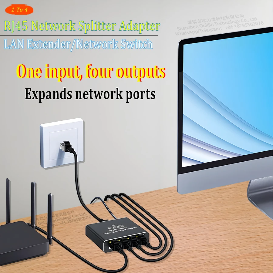 محول شبكة جيجابت إيثرنت بسرعة 1000 ميجابت في الثانية بمنفذ RJ45، موسع/محول شبكة LAN من 1 إلى 2/3/4 لأجهزة الكمبيوتر المحمولة وأجهزة توجيه IPTV وأجهزة تبديل الشبكة IPC ONT