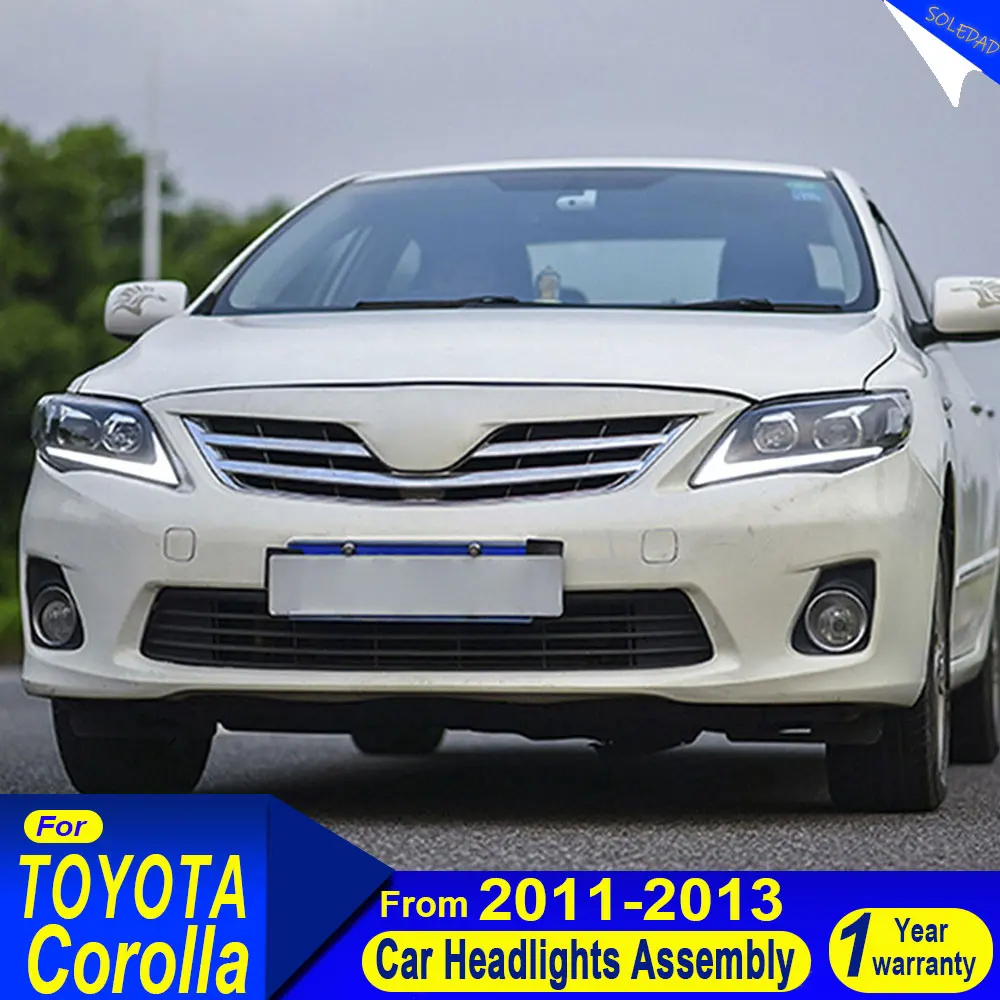Car LED Headlight Assembly For Toyota Corolla 2011-2013 Dynamic Streamer Turn Signal Indicator Head Lamp Daytime Running Light
