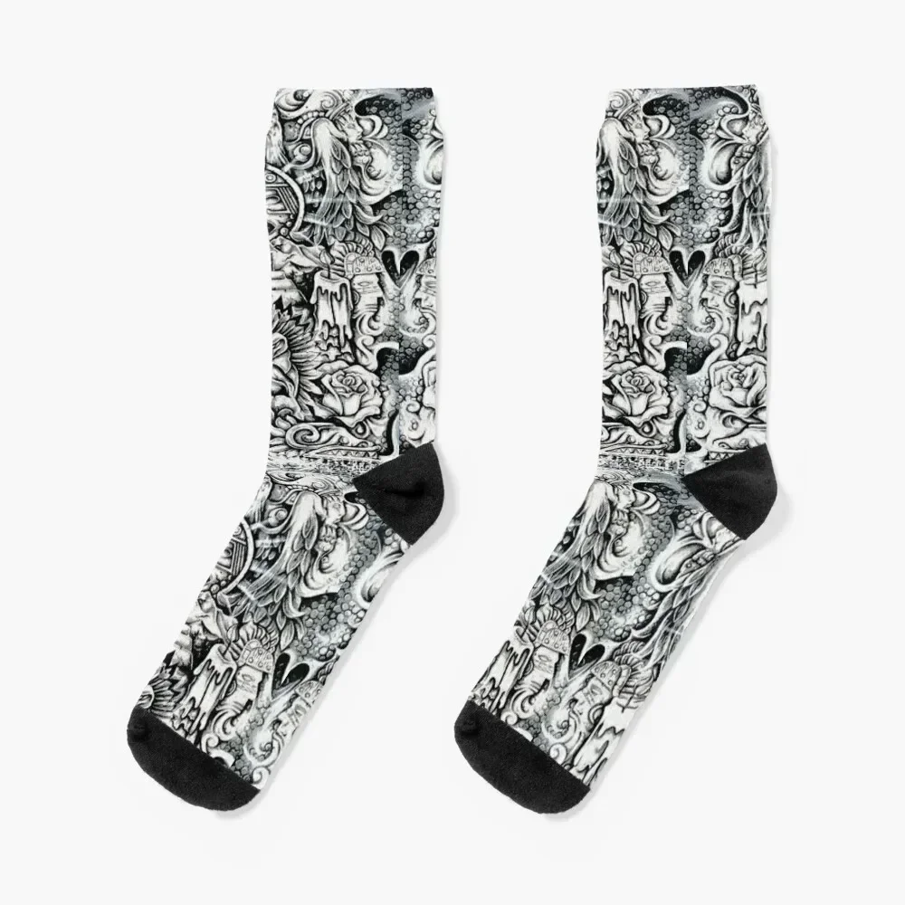 

Aztec mural Socks winter thermal custom sports Men Socks Luxury Brand Women's