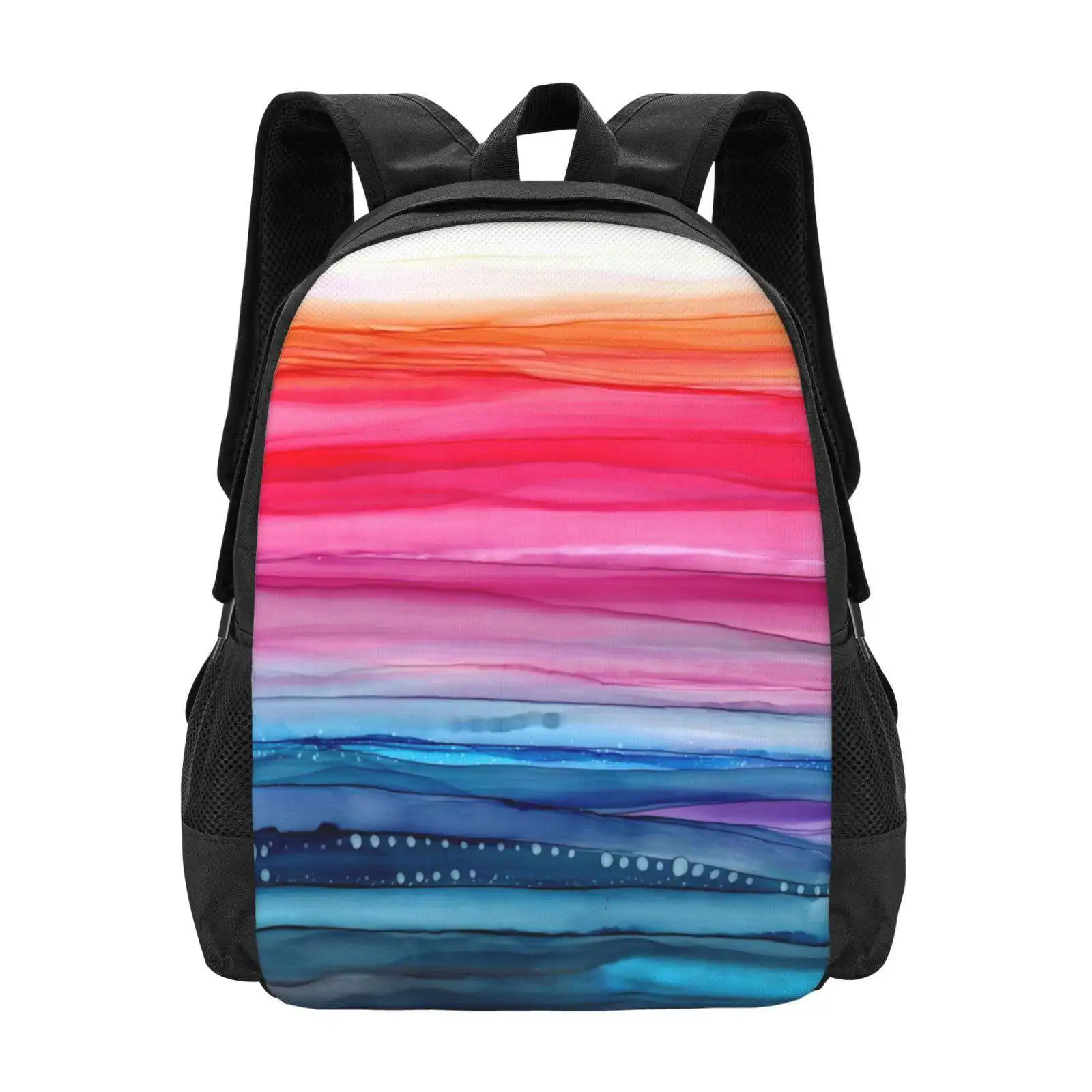 Golden Sunset Hot Sale Backpack Fashion Bags Abstract Art Modern Art Colorful Cool Fluid Cute Summer Tropical Vacation Nature