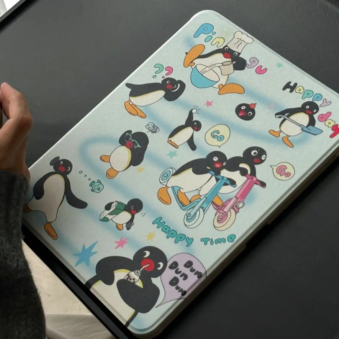 

Cartoon Penguin With Pencil Holder for iPad 10.2 iPad Air 5th 4th Generation 10.9 iPad Pro 11 9.7 10.2 7 8 9th Air3 pro10.5 Case