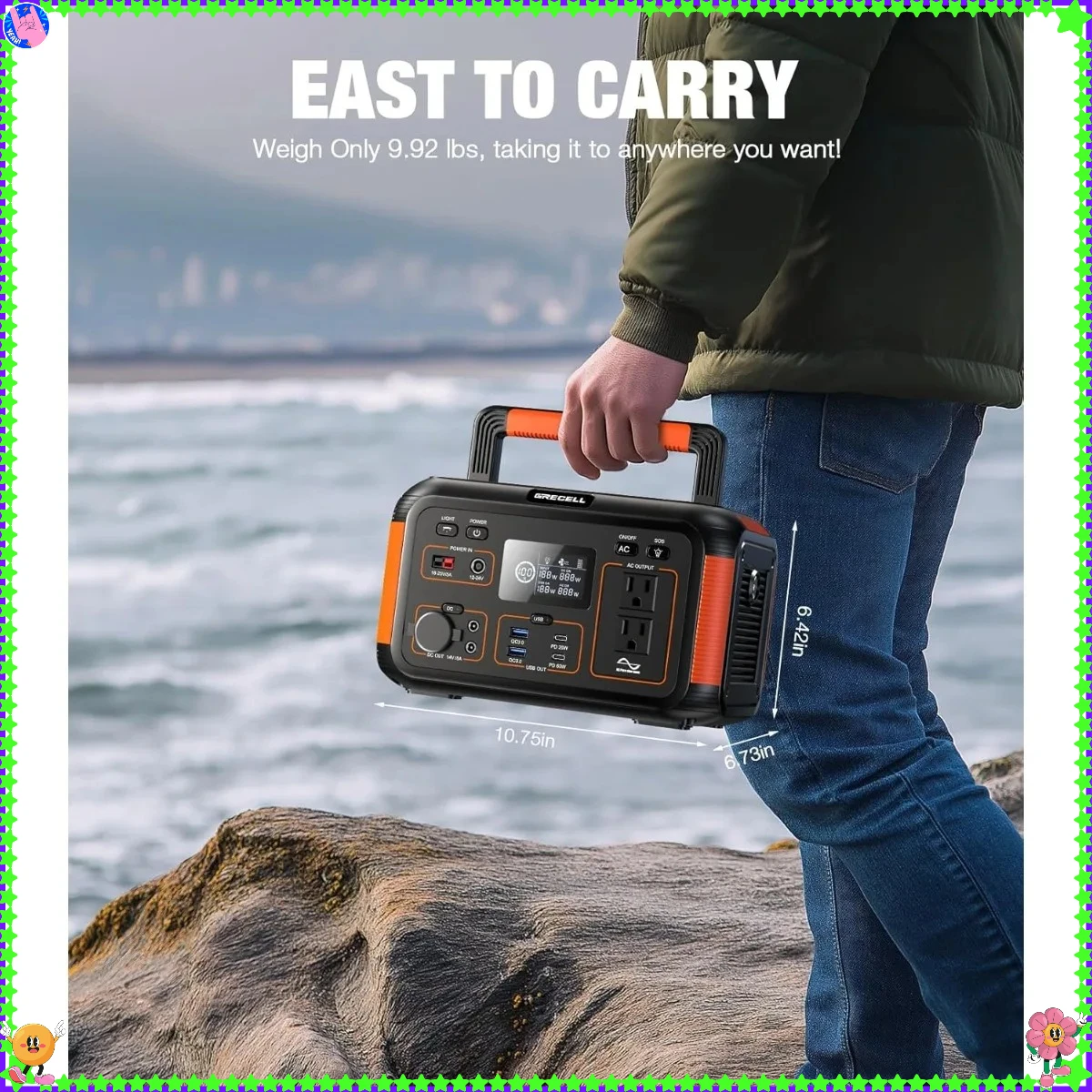 بنك طاقة محمول بقدرة 444 وات في الساعة، مولد يعمل بالطاقة الشمسية بقدرة 500 وات للنسخ الاحتياطي المنزلي في حالات الطوارئ والتخييم والحياة RV Van Life