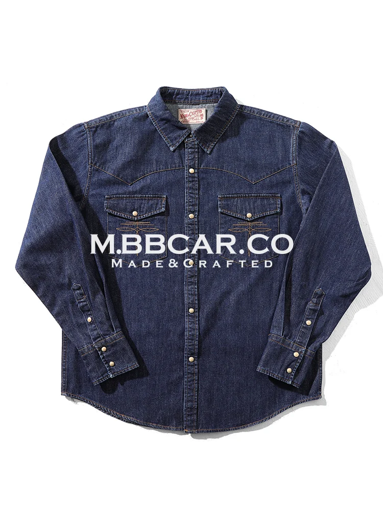 MBBCAR Western Series Basic Washed  Color Narrow Width Long Sleeve Casual Shirt American Style Youth Popular Daily Wear