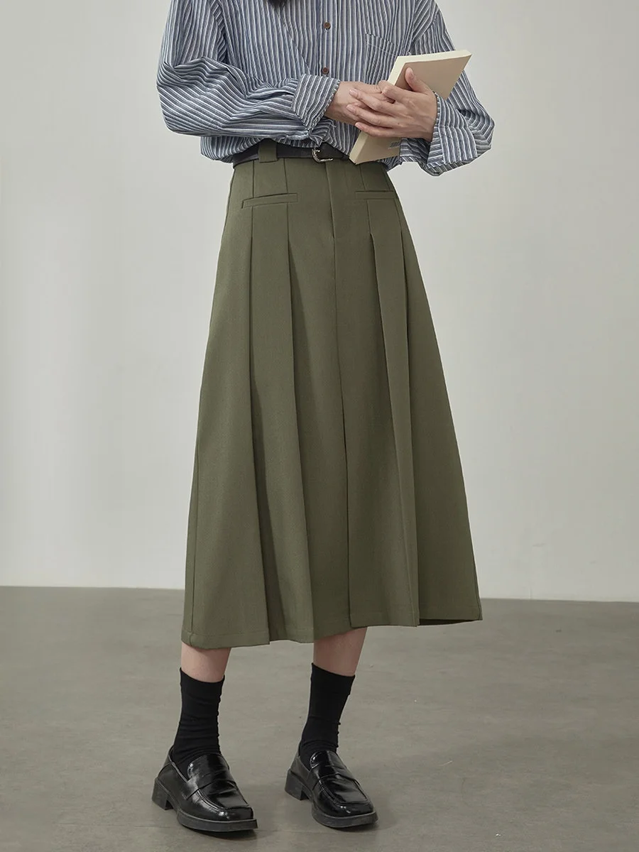 

Юбка с высокой талией и плиссировкой, женская, осень 2026, новая, универсальная, стройнящая, уникальный дизайн, А-силуэт, для офиса, в корейском стиле