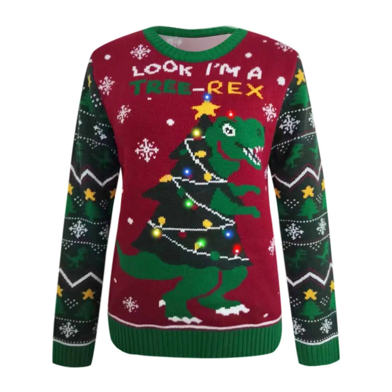 Christmas Led Light Halloween Sweater Costume Loose Casual Round Neck Sweaters Women Long Sleeve Led Lights Pullover Sweater