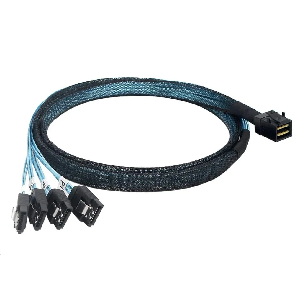 

High Performance Mini SAS Breakout Cable SFF-8643 to SATA for Data Transfer, Mini SAS HD to SATA 4X SATA Cable