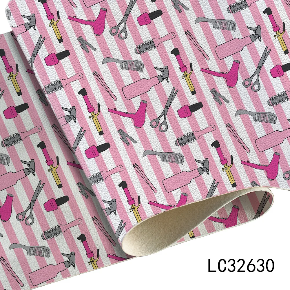 

Haircut Hair Styling Tools Hairdressing Pattern Faux Leather Vinyl Litchi Grain for DIY Hair Bow Jewelry Earring Craft Making