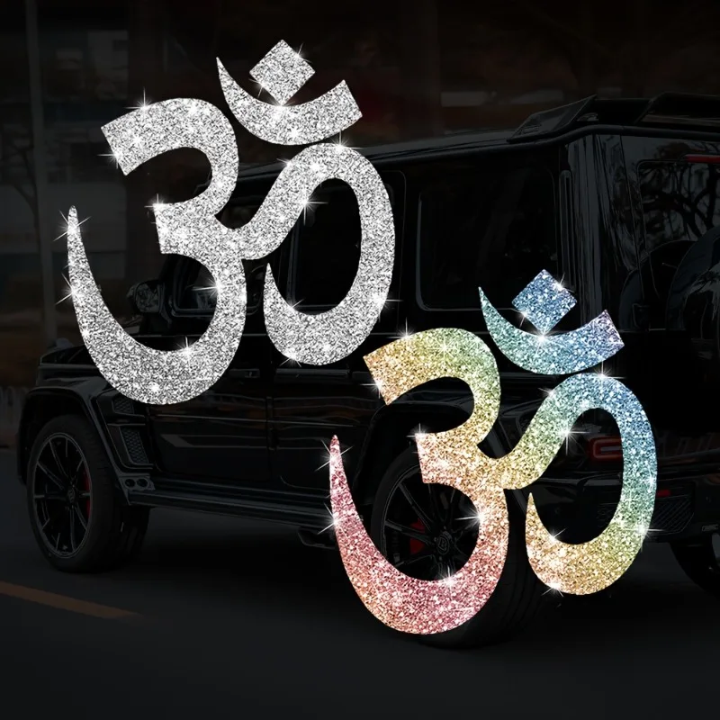 

1PC Imitation Diamond Glitter Yoga Om Sticker Waterproof for Car Rear Window Triangle Window Laptop Fun Decoration Vinyl Decal