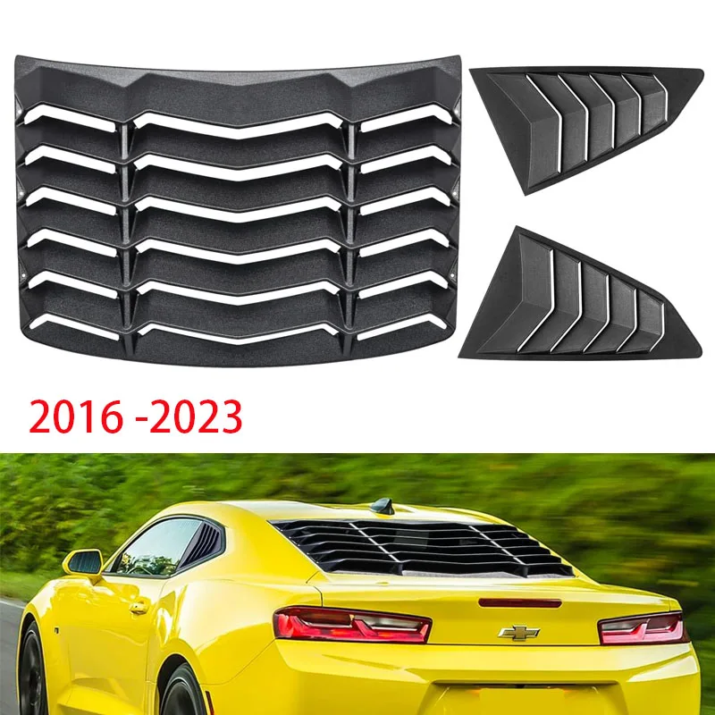 Rear+Side Window Louvers for Chevrolet Chevy Camaro 2016 -2023 Windshield Sun Shade Cover , Fit All Weather ABS (Matte Black)