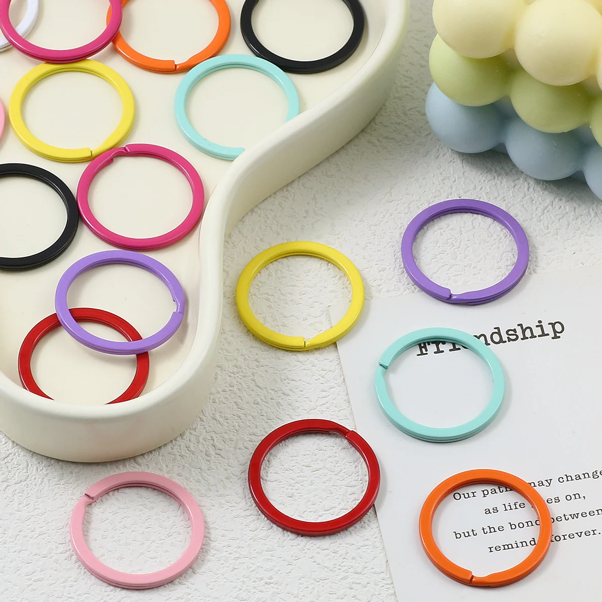 3/6/9PCS 30MM Colourful Lacquered Zinc Alloy Round Connecting Flat Ring For Making bracelet keychain Jewelry DIY Accessories