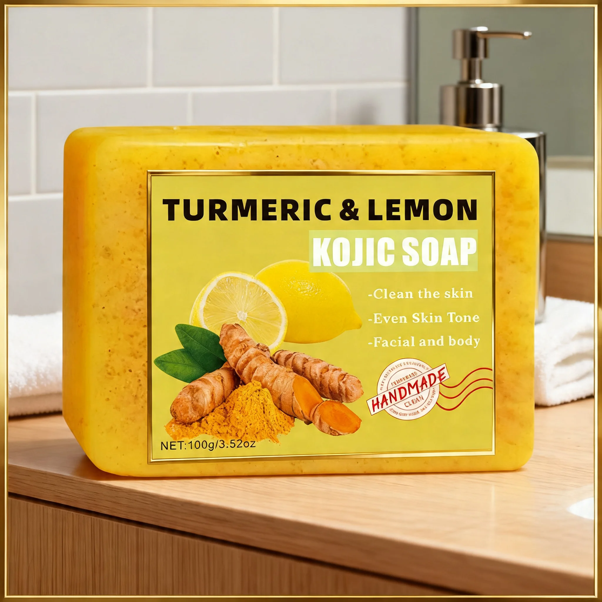 1/2PCS Turmeric Soap Face Cleansing Anti Acne Whitening Skin Lightening Face Remove Pimples Lightening Ginger Handmade Soap Gift