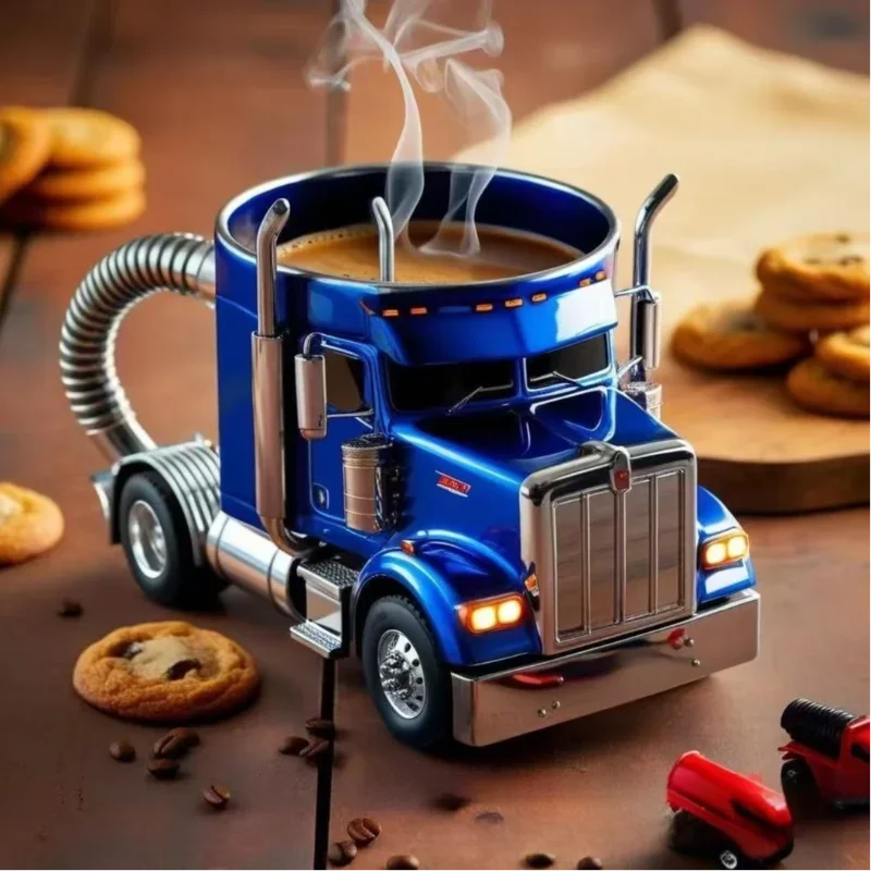 1PCS Creative Truck Design Coffee Mug 11 Ounces Semi-trailer Water Cup Desktop Home Kitchen Semi Truck Coffee Cup Ornament