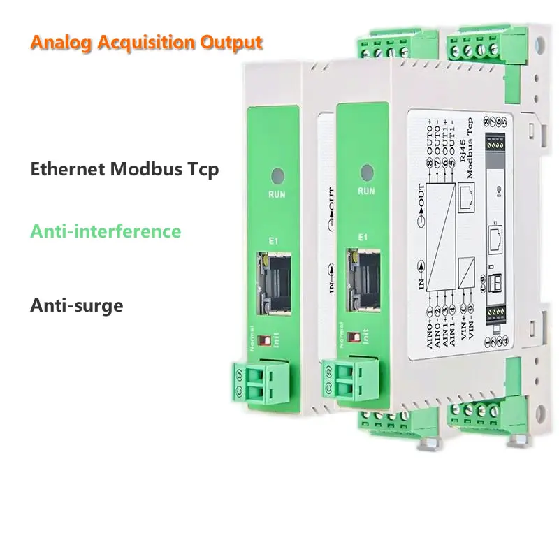 

4-20mA to Modbus TCP Ethernet Analog Acquisition Module AD Converter Current and Voltage Input Card