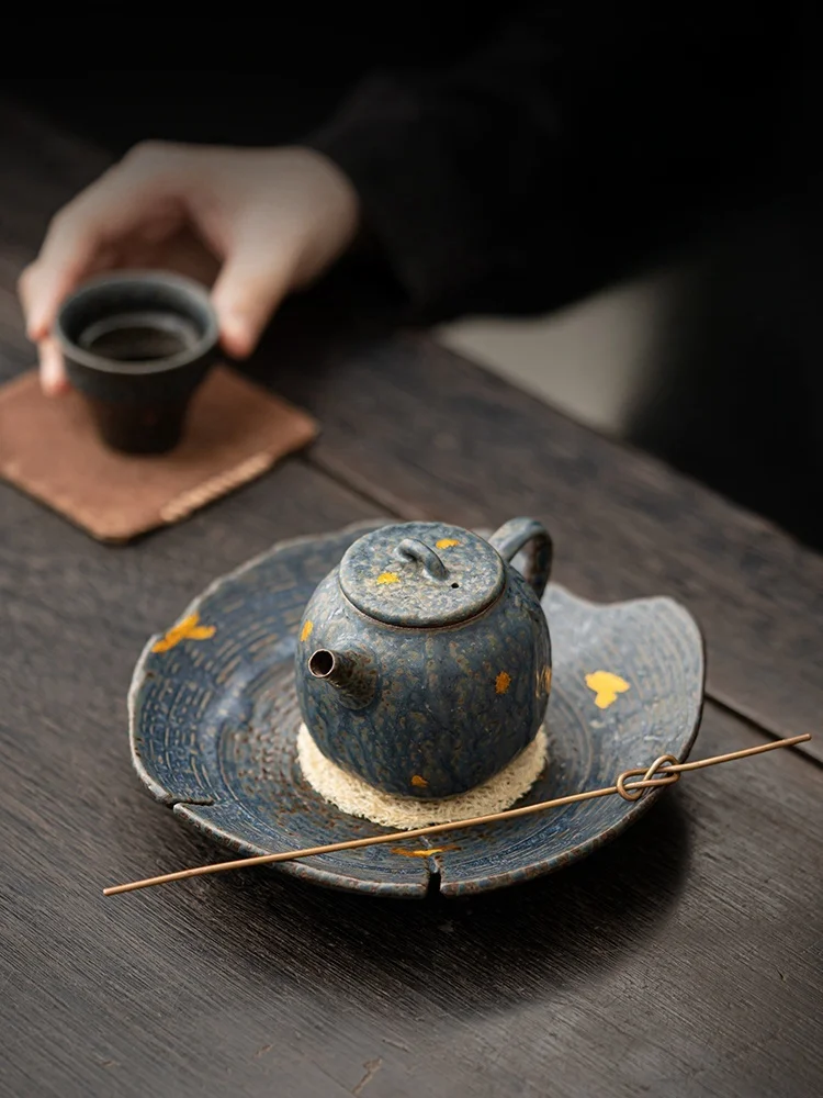 150 مللي الفخار الخشن الذهب اللوحة إبريق الشاي الكونغفو الشاي صنع جهاز الشاي Infuser براد شاي القديمة روك الطين الرجعية إبريق الشاي حفل الشاي