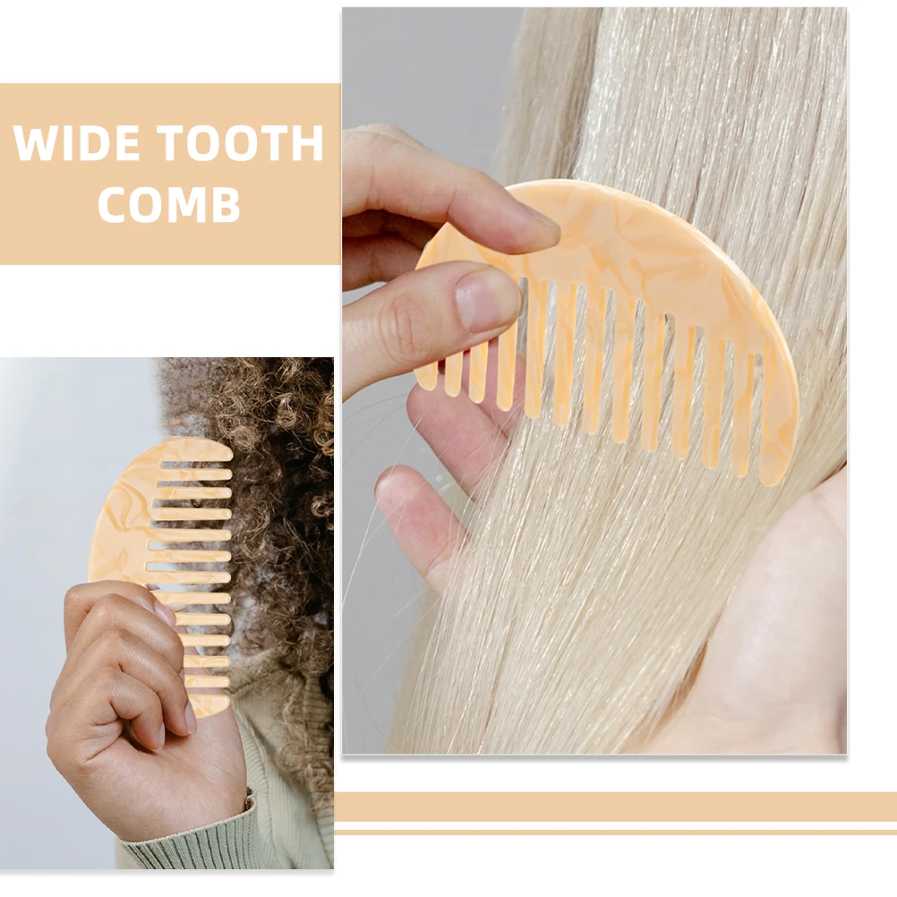 

2 pcs Anti-static Wide Tooth Comb for Women Men Curly Hair Detangling Portable Travel Combs Acetate Material Color Assorted