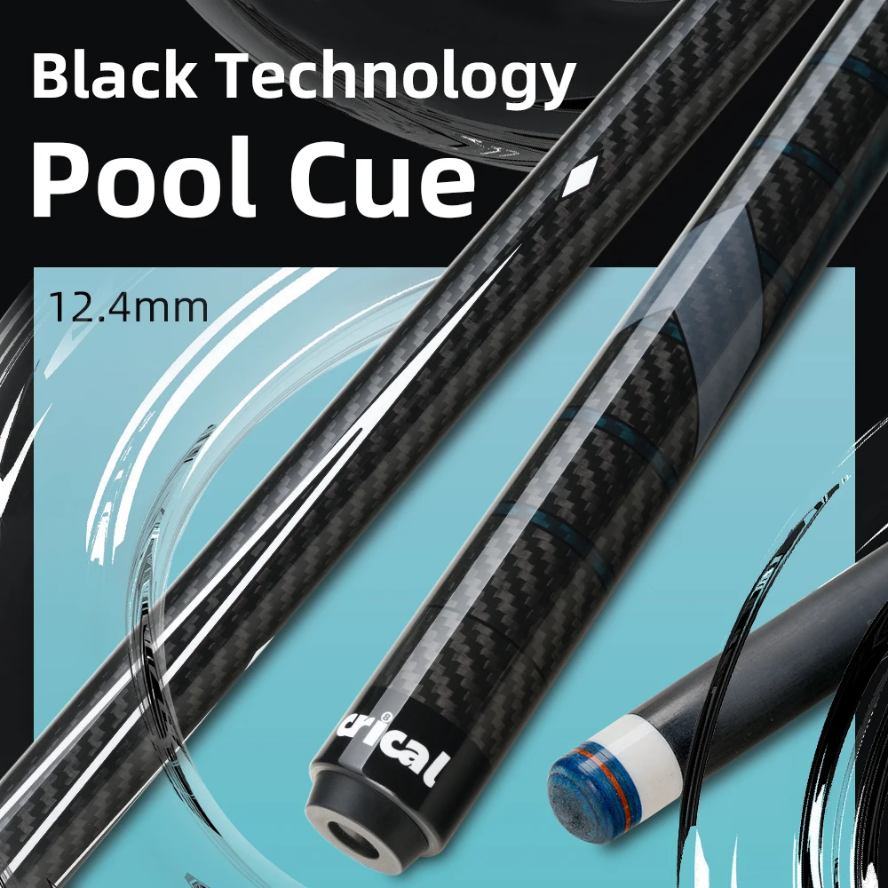 CRICAL CL-01 Carbon Fiber Pool Cue Stick Low Deflection 12.4mm Tip Pool Stick 3*8/8 Joint Pin Professional Billiard Cue