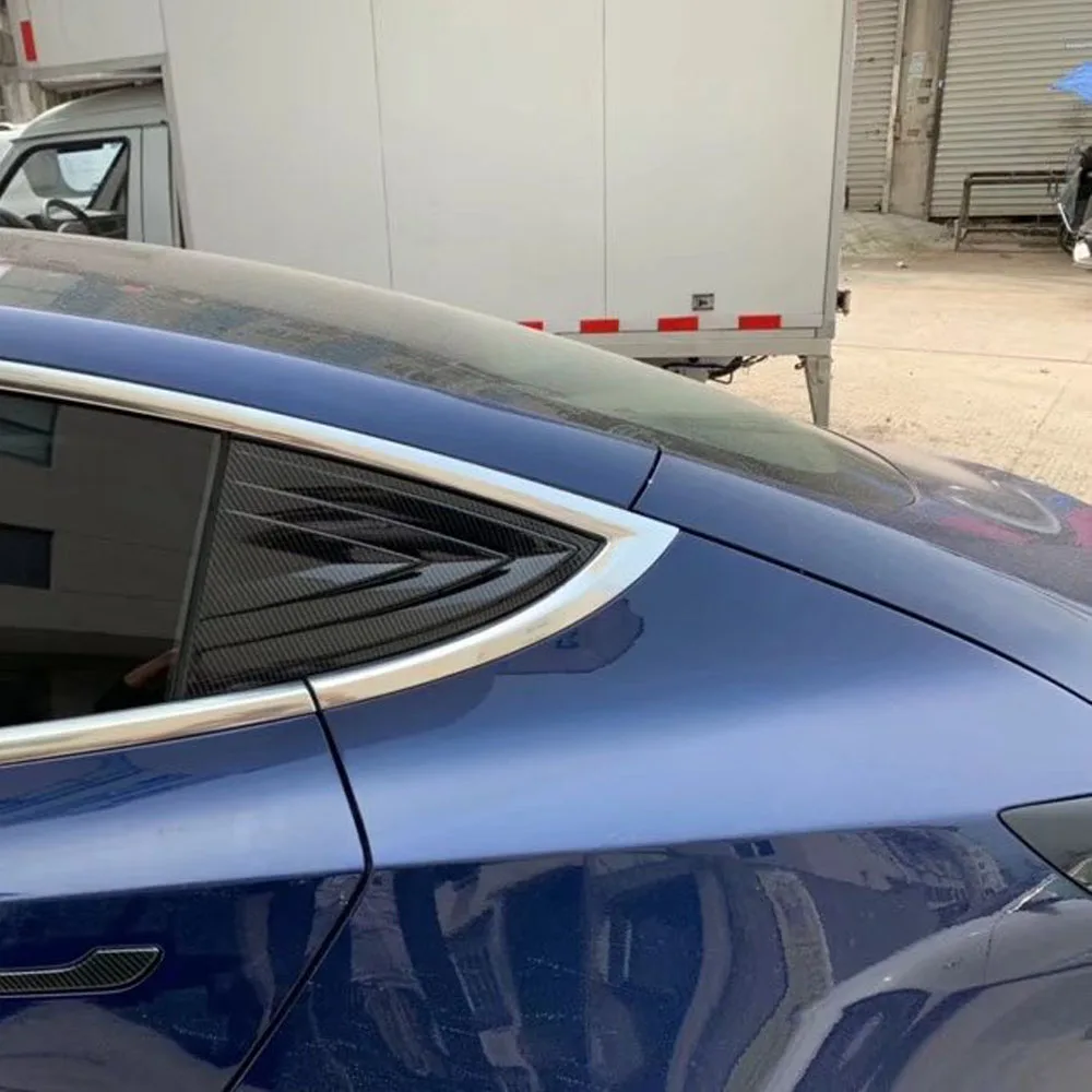 For Tesla Model 3 Model3 2017 2018 2019 2020 2021 2022 2023 Rear Tail Spoiler Side Triangle Wing Window Bezel Trim Stick Panel