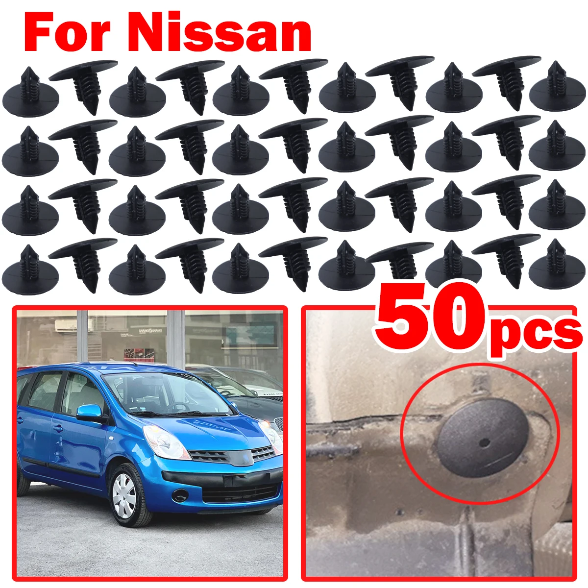 

50pcs For Nissan JUKE NV300 INTERSTAR Car Wheel Arch Liner Splash guard Clips Plastic Fastener 7703077435 Tool-Free Installation