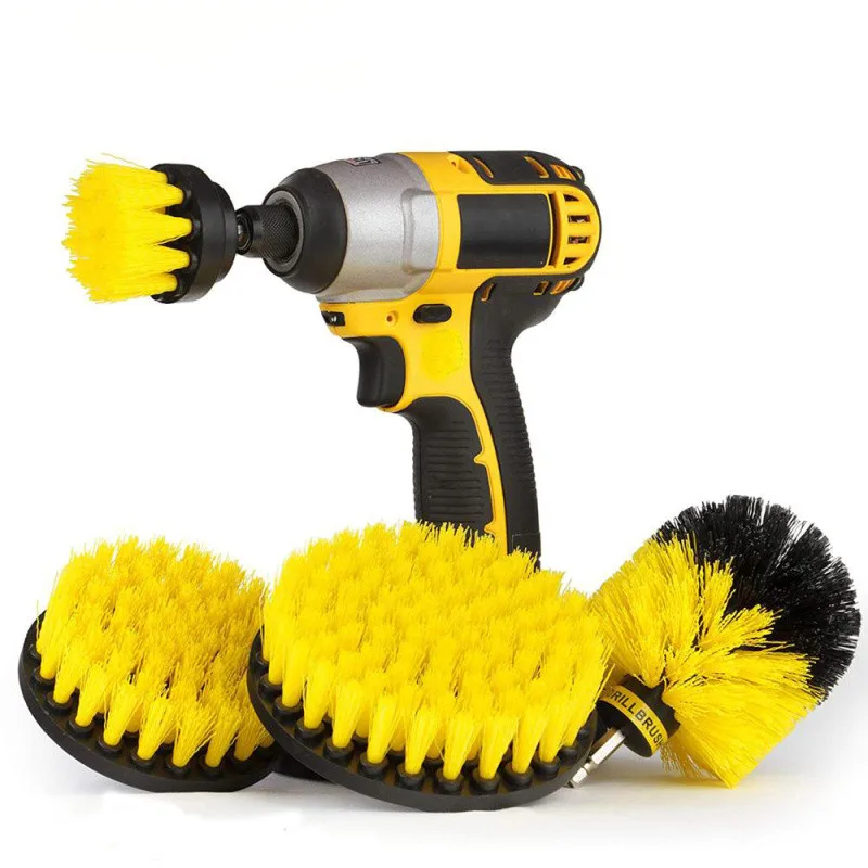 3 Types Electric Scrubber Brush Drill Brush Kit Plastic Round Cleaning Brush for Carpet Glass Car Tires Nylon Brushes 2/3.5/4in