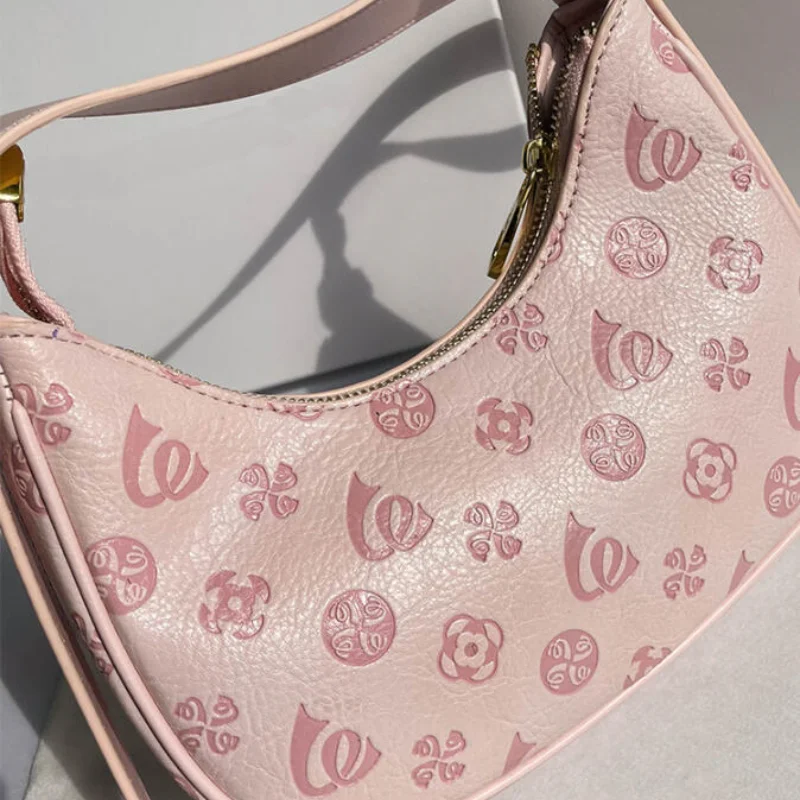Borse a tracolla da donna di moda New Advanced Pink Print New Moon Package borsa ascellare per il tempo libero tendenza coreana borse portatili in