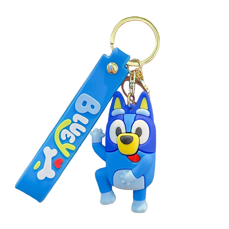 Bluey أنيمي نموذج لجسم الدمى المفاتيح الإبداعية لطيف البنغو حقيبة الملحقات على ظهره تزيين مُثبت الهاتف الشنق اللعب هدية