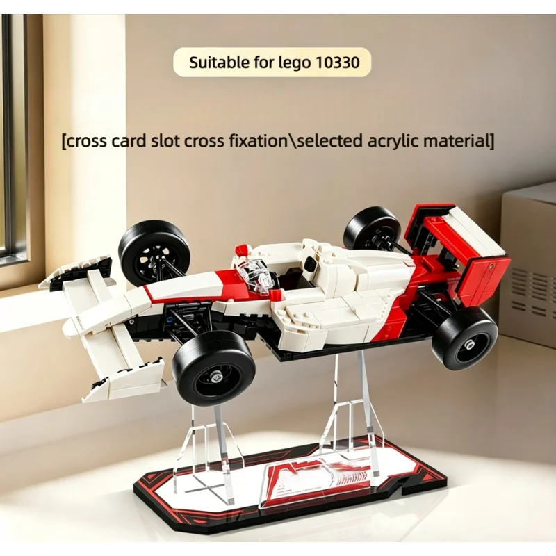 Acrylic Display Stand Compatible With Lego 10330 Race Car Model Cross Slot Support Bracket (Blocks Not Included)