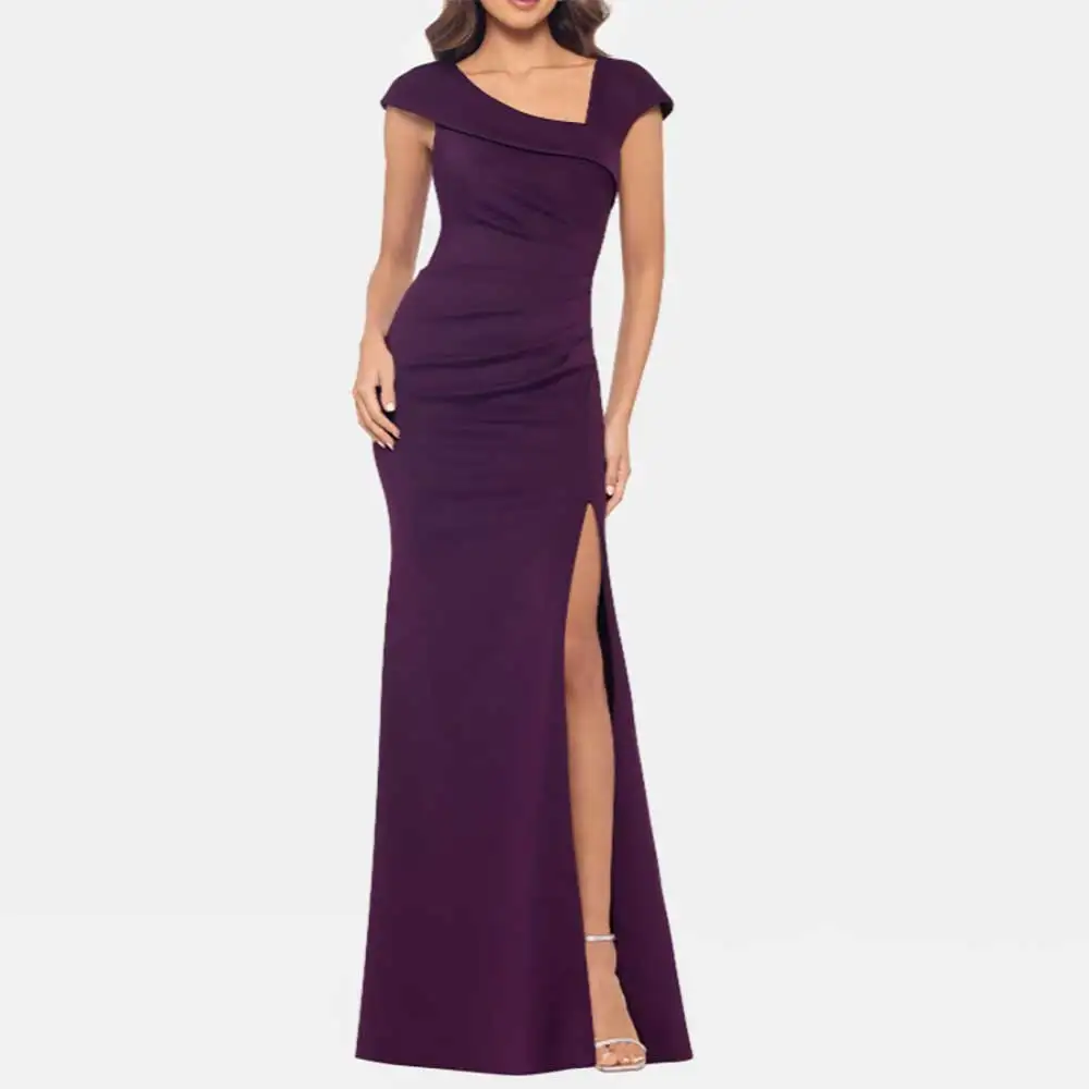 

2025 Evening Dresses Square Neck Prom Dresses Formal Gown Ruffled Sleeveless Side Slit Party Cocktail Dress Women Customized