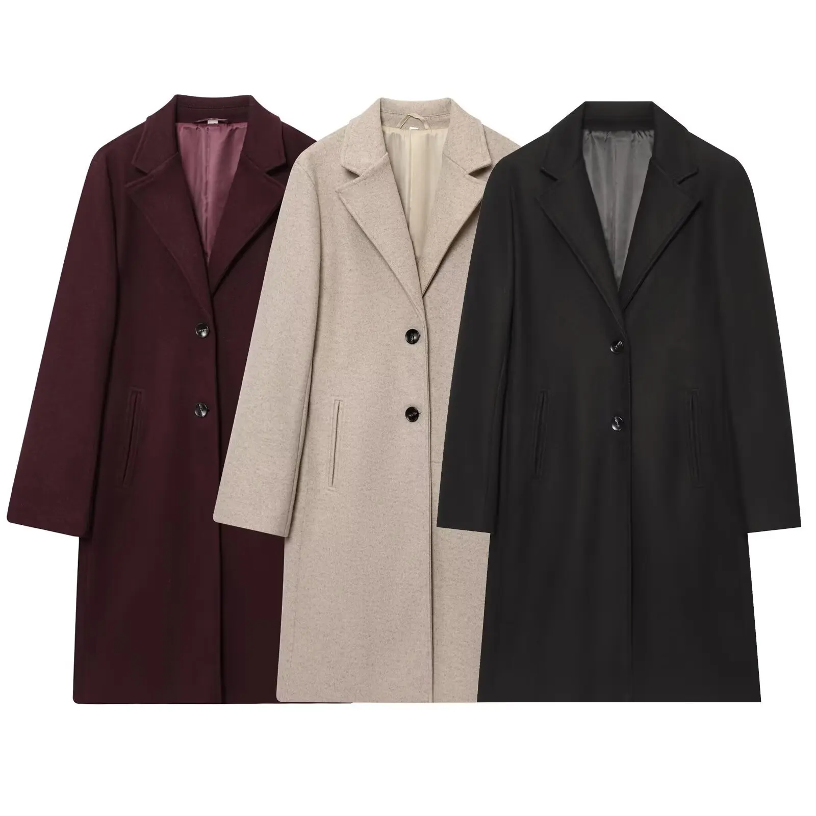 Women's 2026 Autumn and Winter European and American Fashion Single-row Two-Button Soft Shoulder Pad Coat for Women