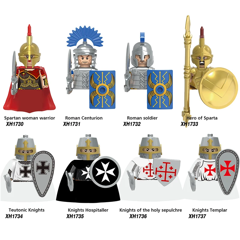 Moc Medieval War Figure The Crusades Spartan Armas Sword Spears Shields Diy Models Building Blocks Toys Boys Girls Gift Juguetes