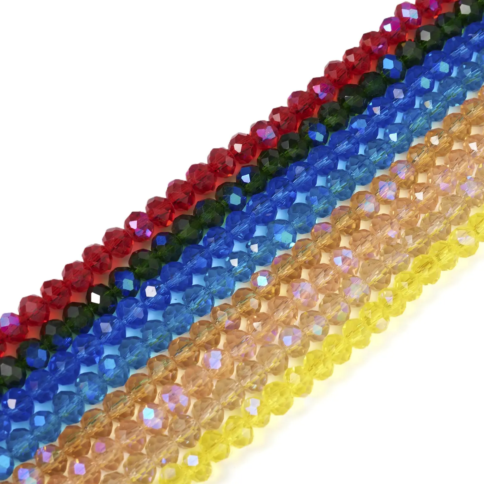 New Crystal Glass Cut Face Loose Beads Christmas Colored Wheels Flat Beads Jewelry Accessories