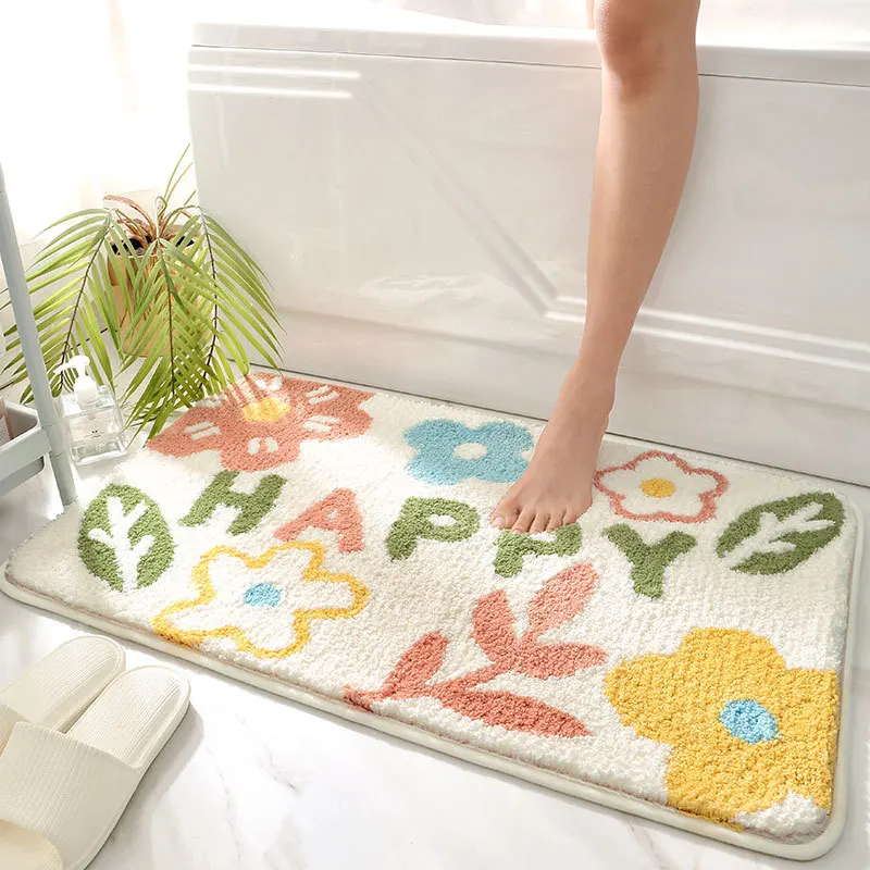 

Non-Slip Floral Thicken Doormat for Entrance Plush Home Scrape Door Mats Entry Rug Absorbent Bath Mat Bathroom Bedside Area Rugs