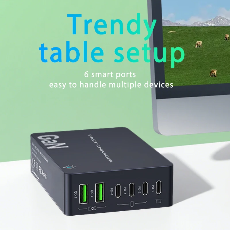 1100 واط GaN 6-Ports USB C شاحن 100 واط PPS محطة شحن سريعة لسامسونج آيفون كمبيوتر محمول اللوحي ماك بوك نوع C PD شواحن مكتبية #6