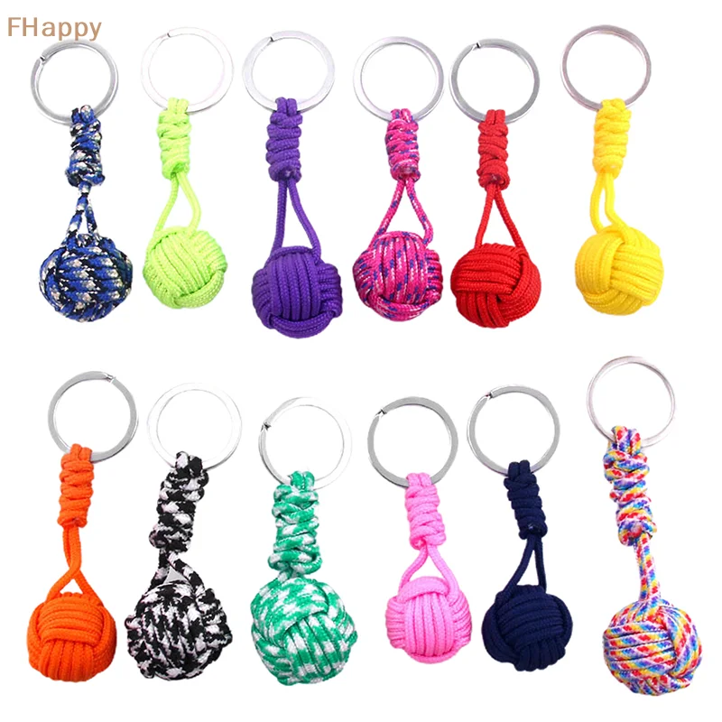 

New Keyring Parachute Woven Rope Ball Keychain Lanyard Key Ring Monkey Fist Key Chains Outdoors Survival Tool Jewelry