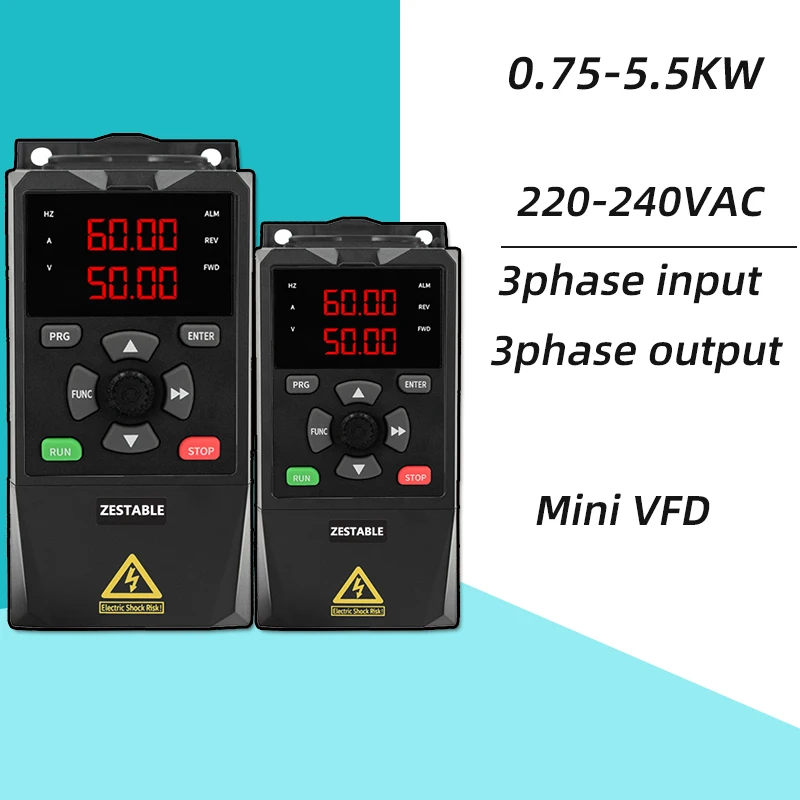 

Pump VFD 3 Phase 220VAC Variable Frequency Inverter 0.75/1.5/2.2/3/4/5.5KW Frequency Drive for Motor Speed Control